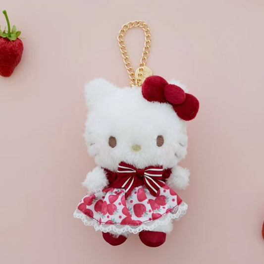 Maison de FLEUR x SANRIO | Hello Kitty Fluffy Keychain Bag Charm Mascot Holder (Strawberry Newspaper Collaboration)