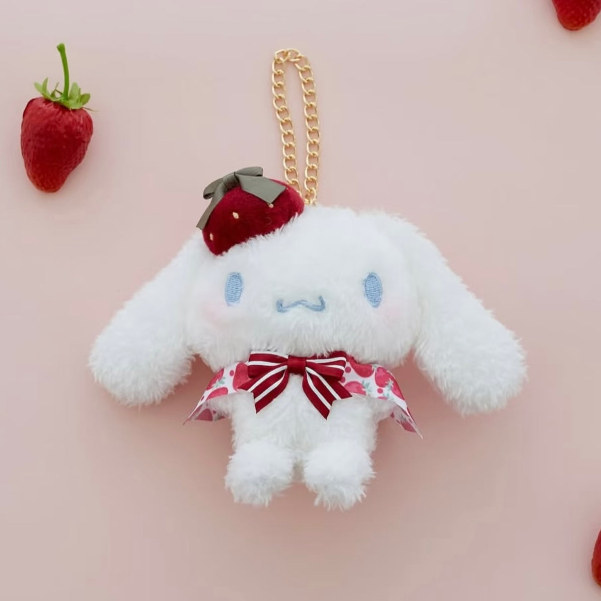 Maison de FLEUR x SANRIO | Cinnamoroll Fluffy Keychain Bag Charm Mascot Holder (Strawberry Newspaper Collaboration)