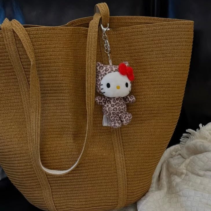 SANRIO x 10C REPIPI | Hello Kitty Mascot Fur Keychain Mascot Holder Bag Charm 100 x 55mm (Leopard)