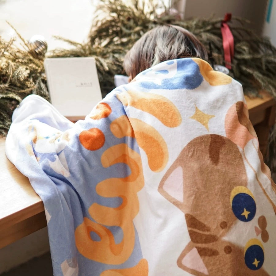 MEWJI♡ Shell Fabric Two -Side Blanket 165 x 125cm (Blue)
