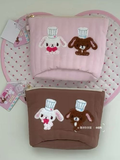 SANRIO | SugarBunnies Round Bottom Pouch 130×80mm (Love Sweets Brown)