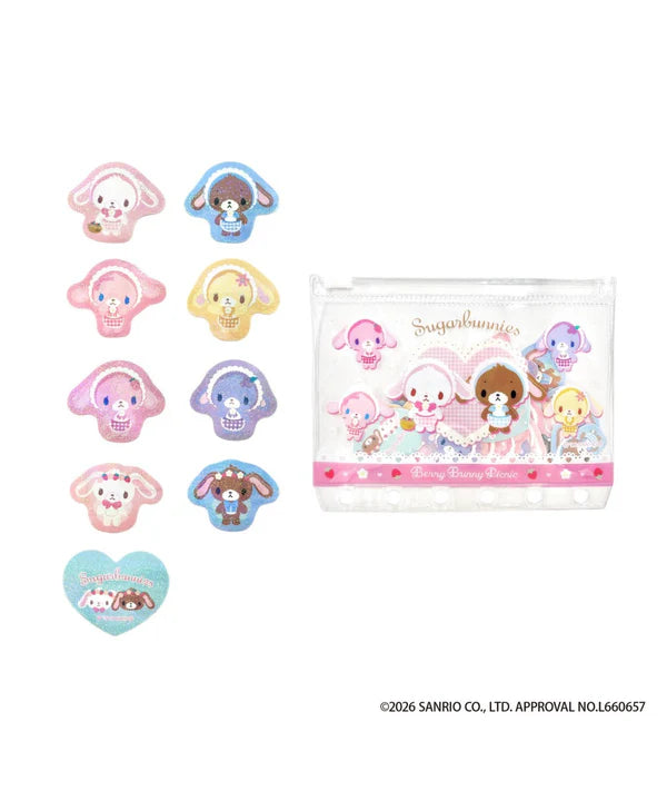 SPINNS x SANRIO | Sugarbunnies Glitter Stickers with Binder Pocket 34×27mm