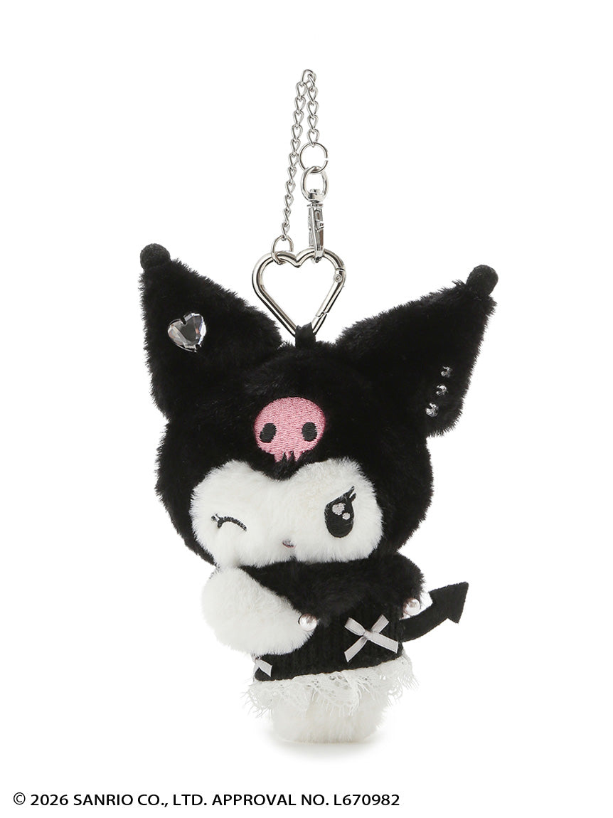 SNIDEL x Kuromi | Bijou Plush Charm Keychain Bag Charm 170x129mm (BLK)
