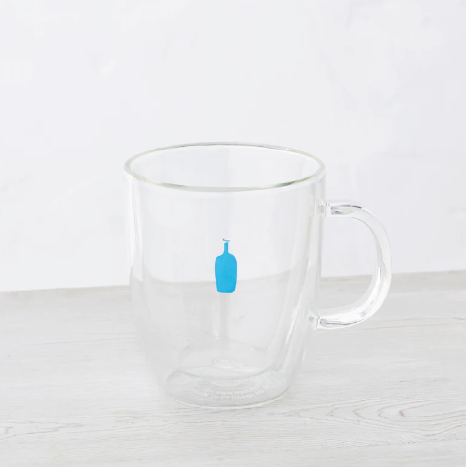 Blue Bottledouble Wall Glass Mug 295Ml