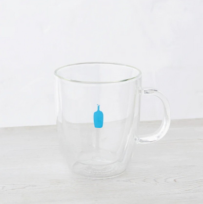 Blue Bottledouble Wall Glass Mug 295Ml