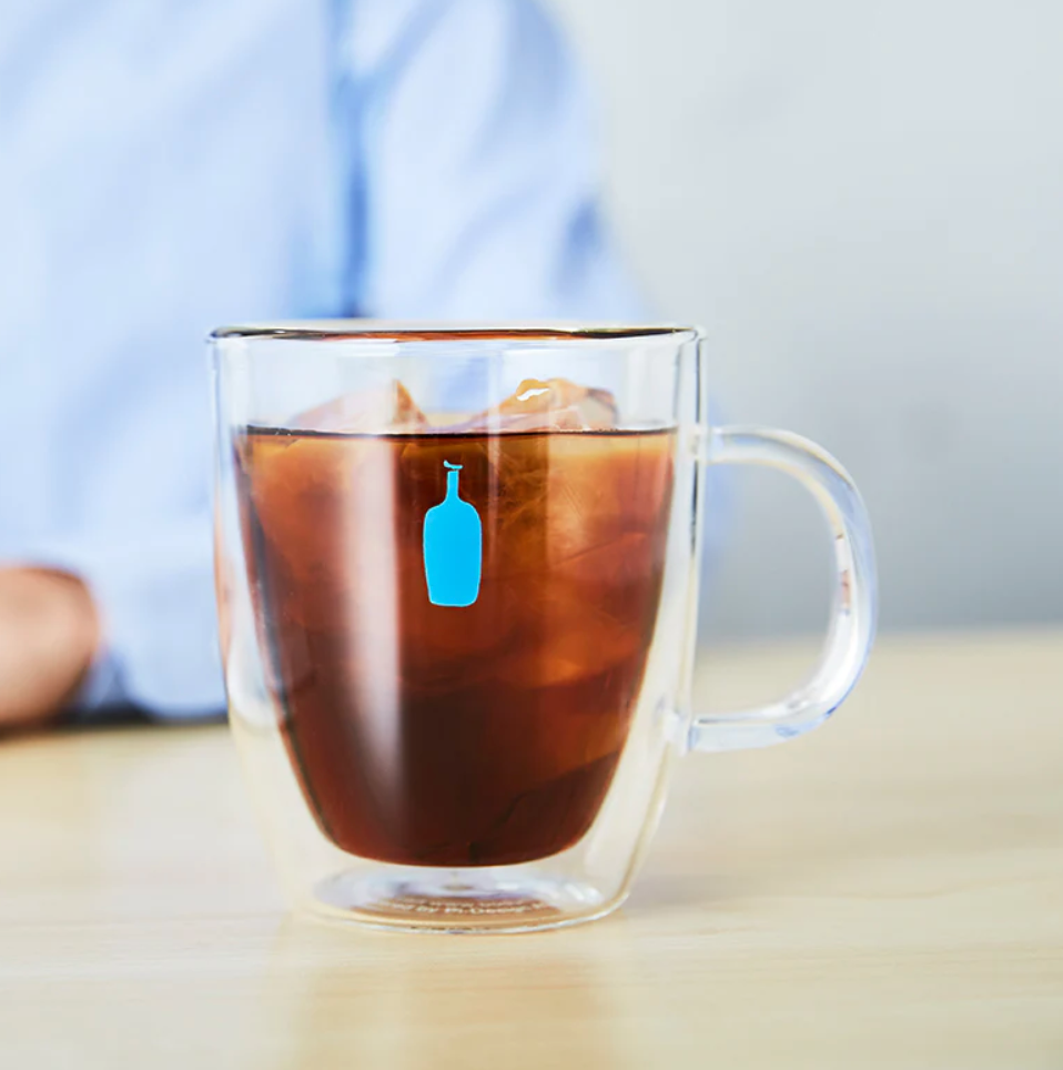 Blue Bottledouble Wall Glass Mug 295Ml