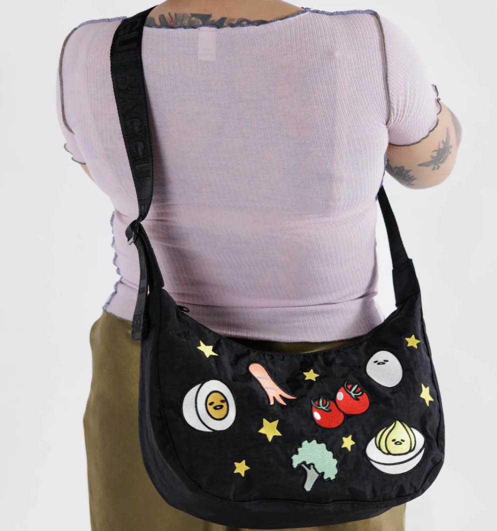 Baggu | Gudetama Embroidered Nylon Crescent Bag