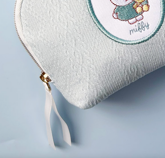 Miffy | Pouch 13.5Cm X 10.5Cm 3.5 Cm 米菲 针织纹 刺绣图案 小收纳包/化妆包 手拿包