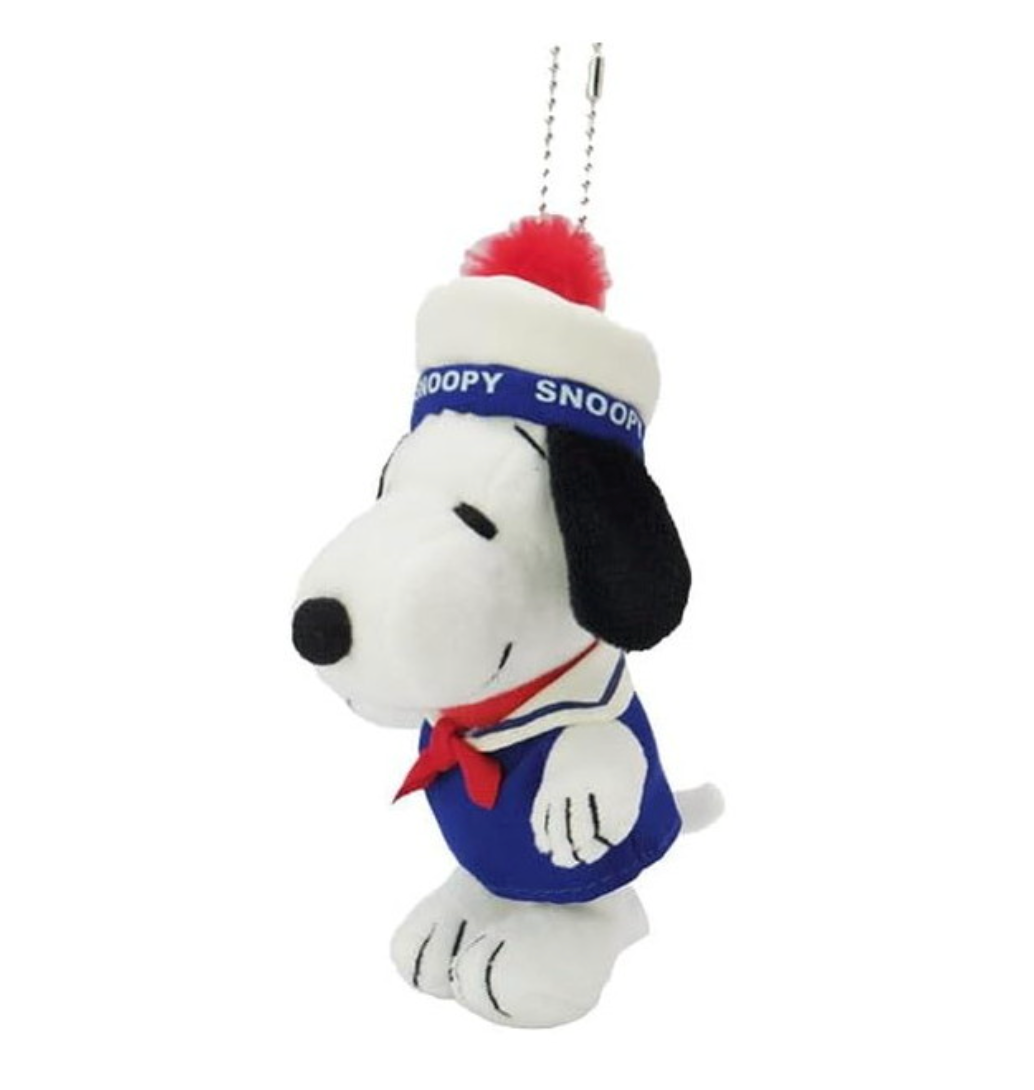 Peanuts | Snoopy Plush Mascot Holder Keychain 90X160X90Mm (Marine Sailor) 史努比 玩偶挂件/包挂/钥匙链（海军服）