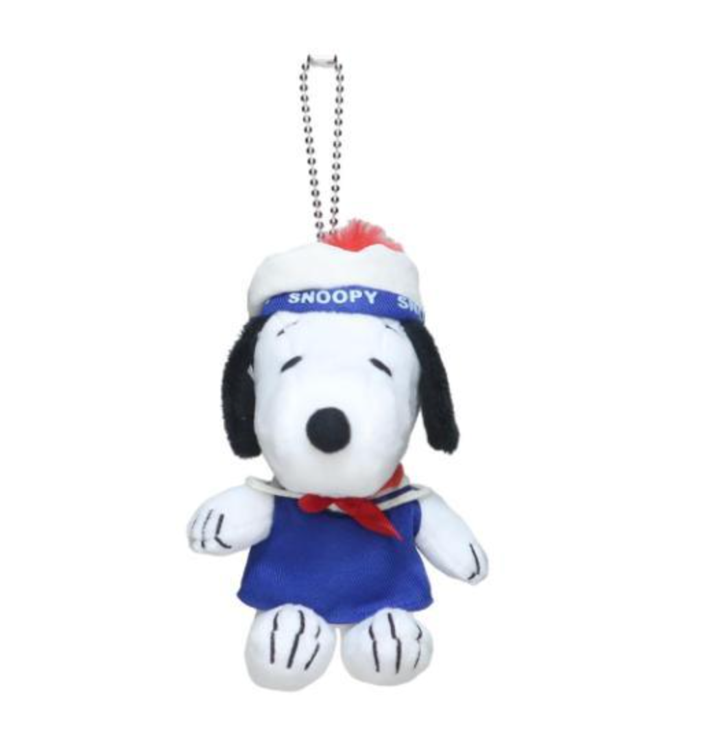 Peanuts | Snoopy Plush Mascot Holder Keychain 90X160X90Mm (Marine Sailor) 史努比 玩偶挂件/包挂/钥匙链（海军服）
