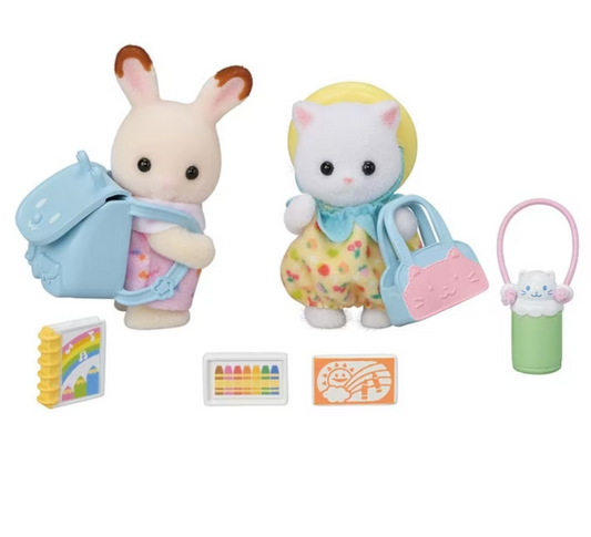 Sylvanian Families | Nursery Friends Walk Along Duo 森贝儿森林家族 去上学 植绒手办/小玩偶/摆件/场景