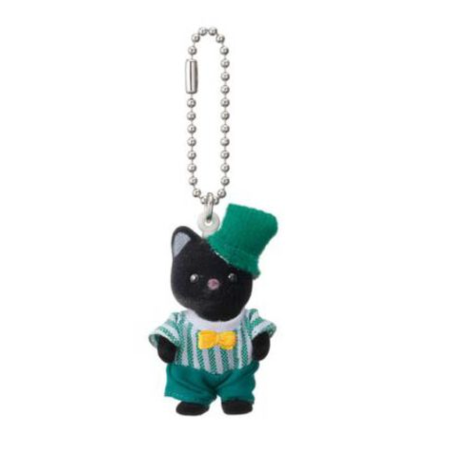 Sylvanian Families | Charcoal Cat Baby Key Chain 85X30X150Mm (Bow Tie) 森贝儿森林家族