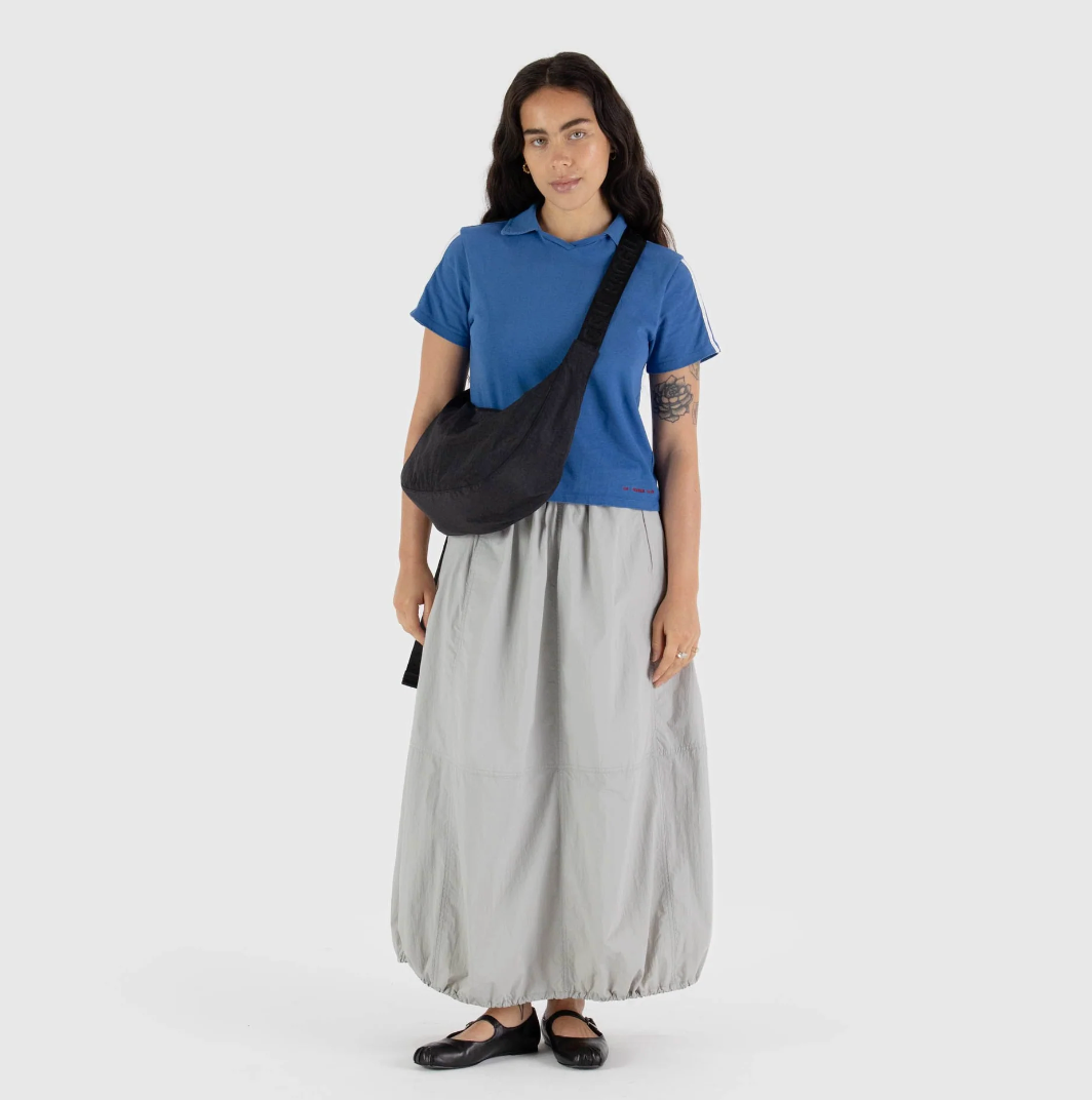 Baggu | Medium Nylon Crescent Bag (Black) 新月包 尼龙饺子包 超轻超大容量 肩带可调节