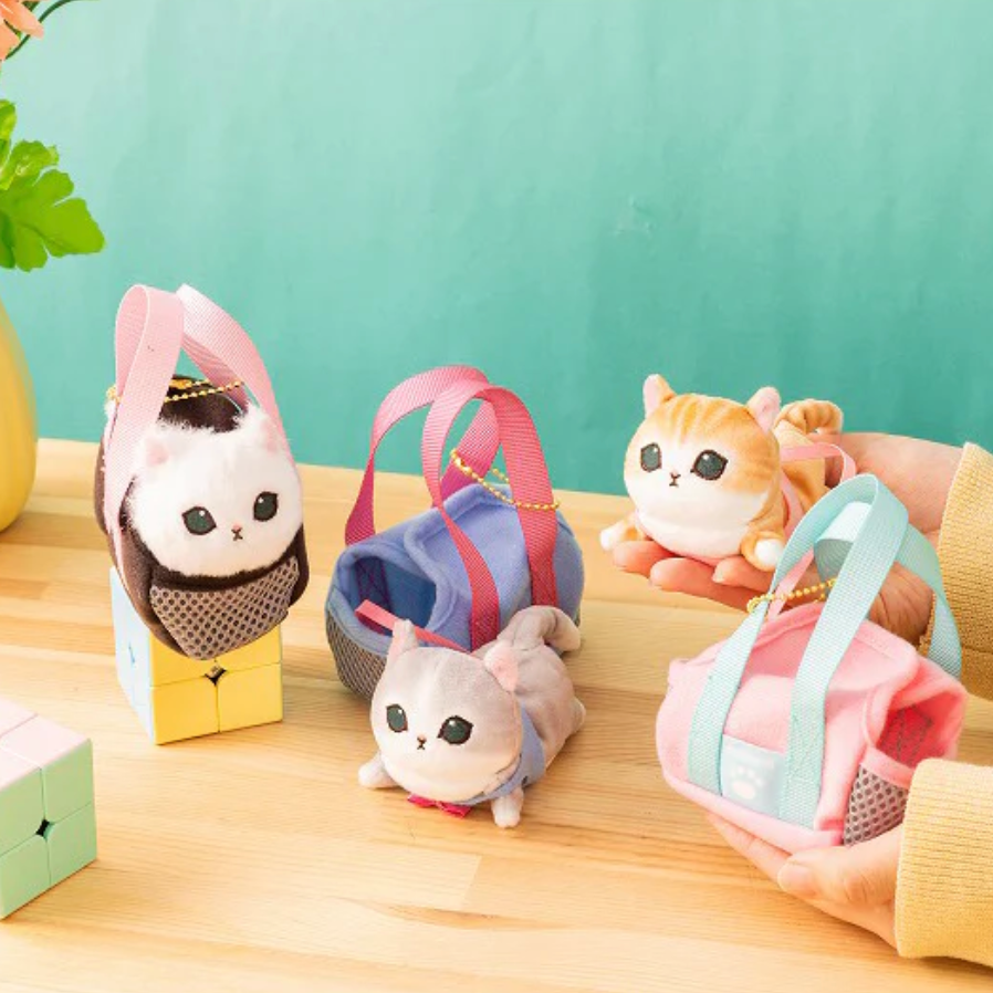 Mofusand | Mascot Holder Plush Keychain White/Black H130×W70×D125Mm (Cat In Going Out Bag)