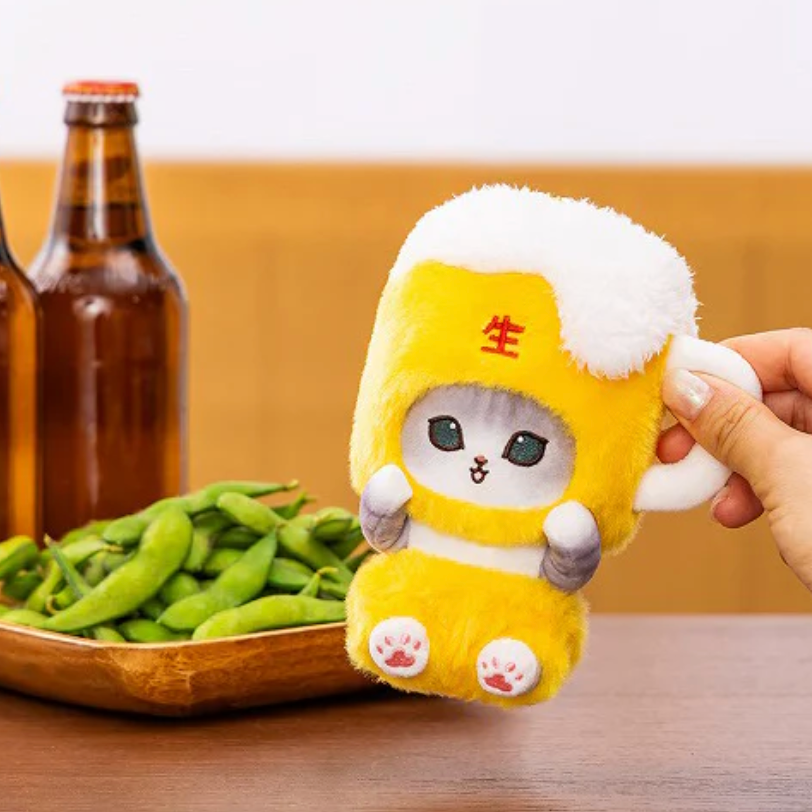Mofusand | Mascot Holder Plush Keychain H165×W115×D80Mm (Beer Cat Nyan)