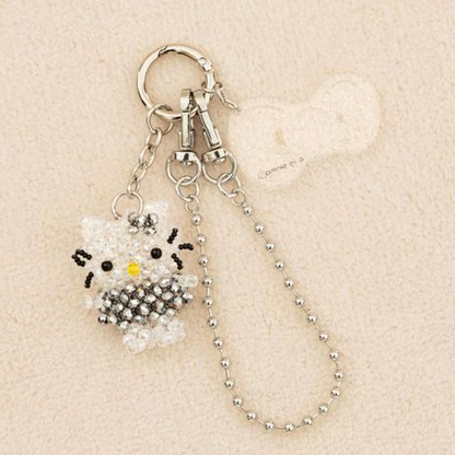 Me% x Hello Kitty | Beaded Keychains Bag Charm 14.5cm Approx. (Silver)
