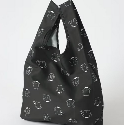 SANRIO x LOWRYS FARM | Pompompurin Eco Bag 310x270x85mm with Pouch Keychain 160x160mm (Black)