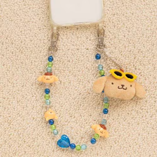 SANRIO x LOWRYS FARM | Pompompurin Face Key Charm Handle Strap 190mm Approx. (Brown)