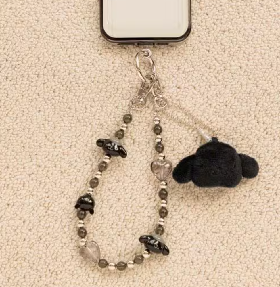 SANRIO x LOWRYS FARM | Pompompurin Face Key Charm Handle Strap 190mm Approx. (Black)