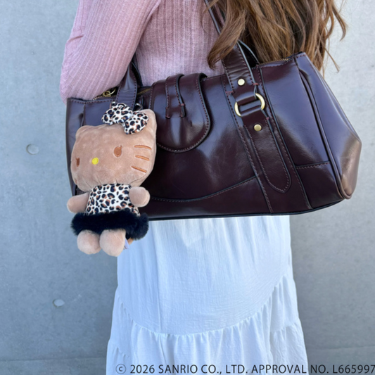 GRL x Hello Kitty | Sunburn Mascot Holder Bag Charm Keychain 155x100x60mm (Leopard Print)