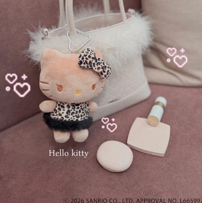 GRL x Hello Kitty | Sunburn Mascot Holder Bag Charm Keychain 155x100x60mm (Leopard Print)