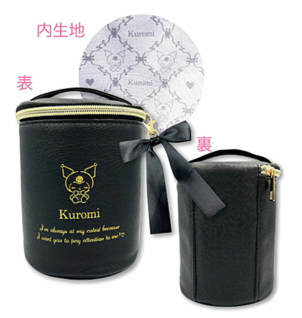 SANRIO | Kuromi Mini Vanity Pouch 150x120x120mm (Black & Gold Ribbon)