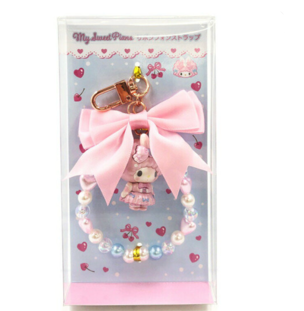 SANRIO | My Sweet Piano Beaded Phone Charm Hand Strap 108×66mm (My Melody♡Kuromi♡My Sweet Piano Bunnies Ballerina)