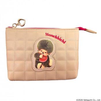 Monchhichi | 3 Pocket Quilted Cosmetic Pouch 148×100×59mm (Brown)