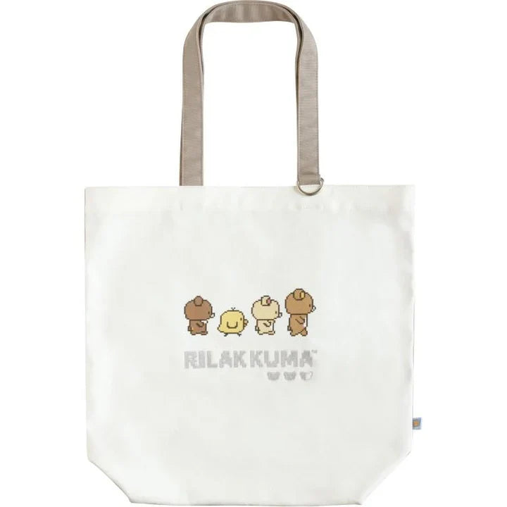 SAN-X | Gaming Rilakkuma Tote Bag White 400×380×130mm (Rilakkuma Gaming Pixel Art)