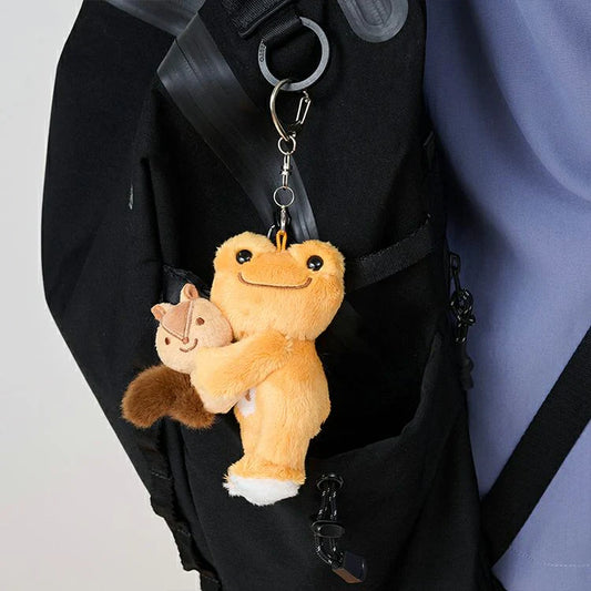 Pickles the Frog | Plush Keychain Bag Charm Mascot Holder with Almond Orange 125×80×60mm