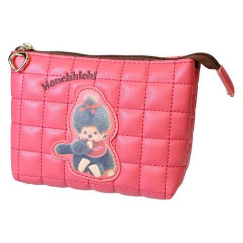 Monchhichi | 3 Pocket Quilted Cosmetic Pouch 148×100×59mm (Red)