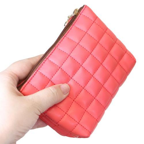 Monchhichi | 3 Pocket Quilted Cosmetic Pouch 148×100×59mm (Red)