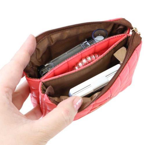 Monchhichi | 3 Pocket Quilted Cosmetic Pouch 148×100×59mm (Red)