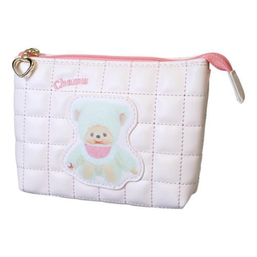 Monchhichi | 3 Pocket Quilted Cosmetic Pouch 148×100×59mm (Chamu Light Pink)