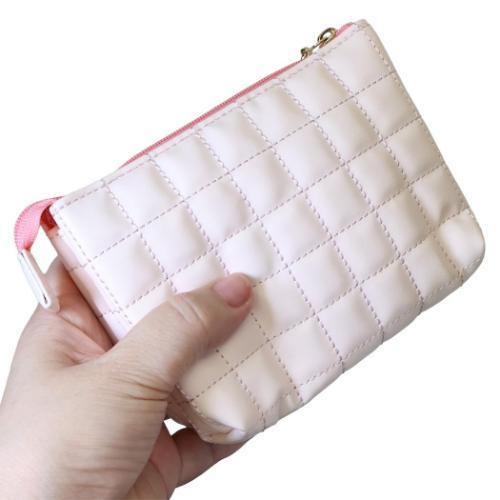 Monchhichi | 3 Pocket Quilted Cosmetic Pouch 148×100×59mm (Chamu Light Pink)