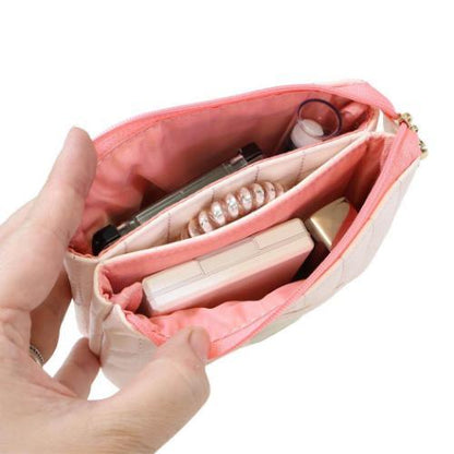 Monchhichi | 3 Pocket Quilted Cosmetic Pouch 148×100×59mm (Chamu Light Pink)