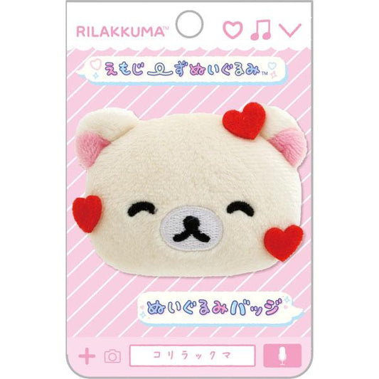 San-X | Rilakkuma Emojis Plush Badge Korilakkuma Heart 40×60×15Mm