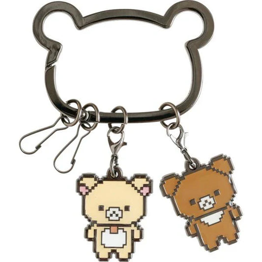 SAN-X | Chairoikoguma & Korilakkuma Metal Mascot Carabiner Smart Keychain Key Holder 95×65mm (Rilakkuma Gaming)
