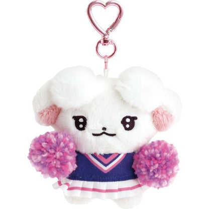 SAN-X | Hanging Plush Mascot Holder Bag Charm Keychain Ramu White 95×80×40mm (Cheer Cheer Lambs : Let's Go! Shake! Cheer Up!)