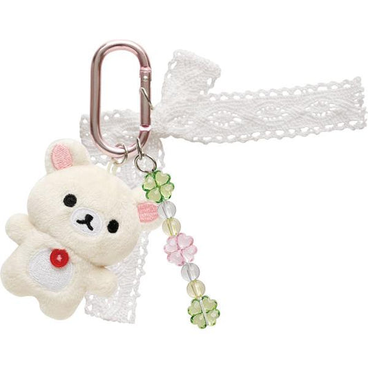 SAN-X | Rilakkuma Korilakkuma Plush Keychain Bag Charm with Carabiner 70x55x30mm (Chairoikoguma's Kumakyun Days)