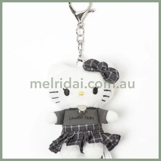 and St Me% x Sanrio Hello Kitty | Mini Mascot Holder Plush Keychain 13cm 5th Ver. (Checkered Dress Black)