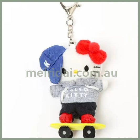 and St Me% x Sanrio Hello Kitty | Mini Mascot Holder Plush Keychain 13cm 5th Ver. (Skateboard)