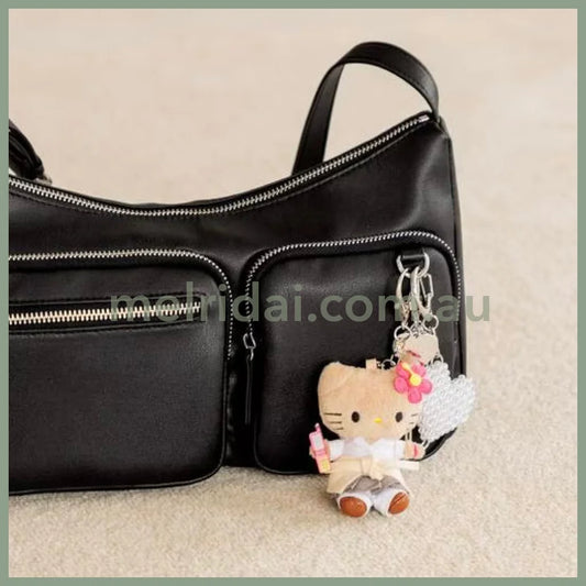 and St Me% x Sanrio Hello Kitty | Mini Mascot Holder Plush Keychain 13cm 5th Ver. (Tanned & Heisei)