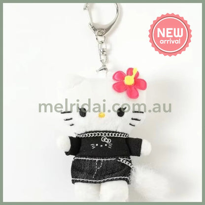 and St Me% x Sanrio Hello Kitty | Mini Mascot Holder Plush Keychain 13cm 6th Ver. (Gal Black)