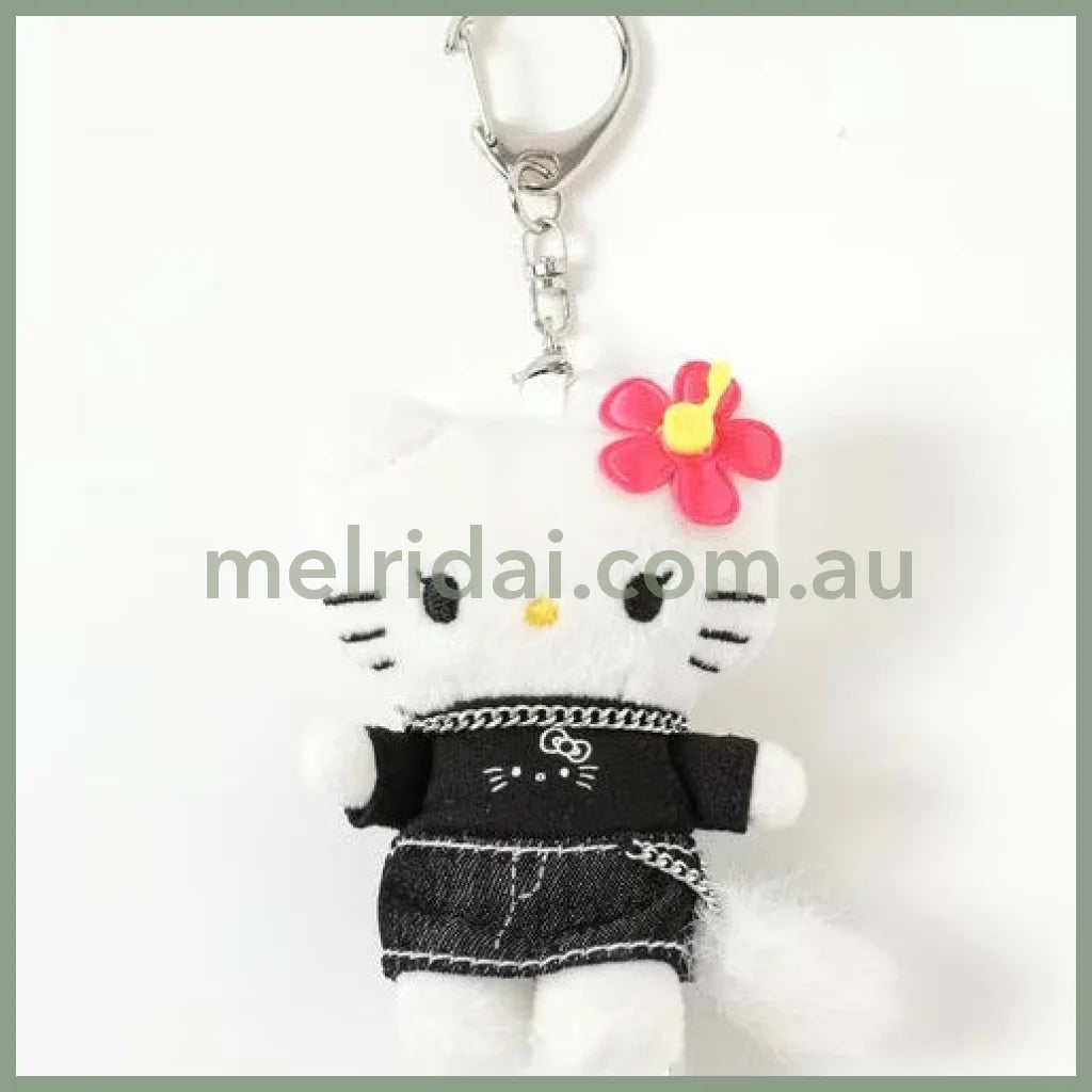 and St Me% x Sanrio Hello Kitty | Mini Mascot Holder Plush Keychain 13cm 6th Ver. (Gal Black)