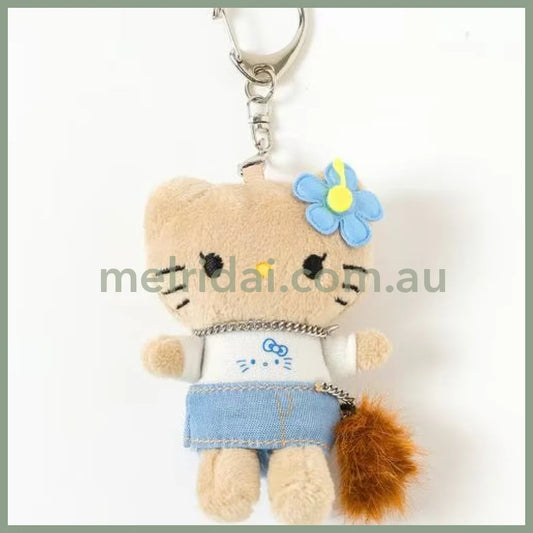 and St Me% x Sanrio Hello Kitty | Tanned Mini Mascot Holder Plush Keychain 13cm 6th Ver. (Gal Blue)