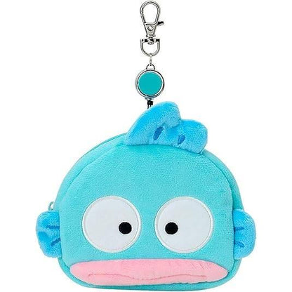 SANRIO | Hangyodon Face-shaped Pass Case & Pouch Keychain With Reel 140×50×120mm