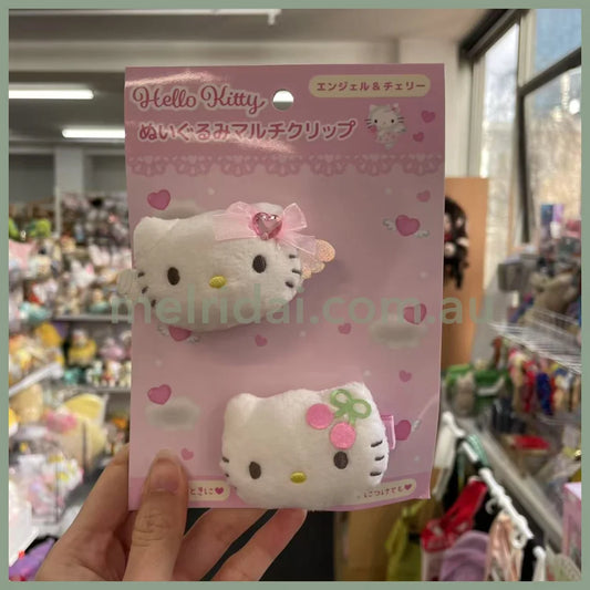 SANRIO | Hello Kitty Hair Clip Plush Multi Clip H48xW80xD20mm (Angel & Cherry)