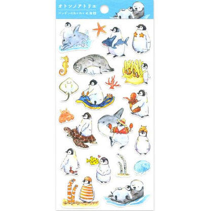 Active Corporation x Oton | Penguin Aquarium Cotton Paper Stickers 195x90mm