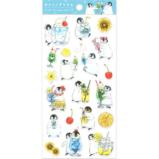 Active Corporation x Oton | Penguin Sparkling Soda Cotton Paper Stickers 195x90mm